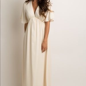 Pinkblush Ivory Chiffon Bell Sleeve Maxi Dress